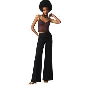 Maeve Anthropologie The Junie High Rise Black Flare Pants